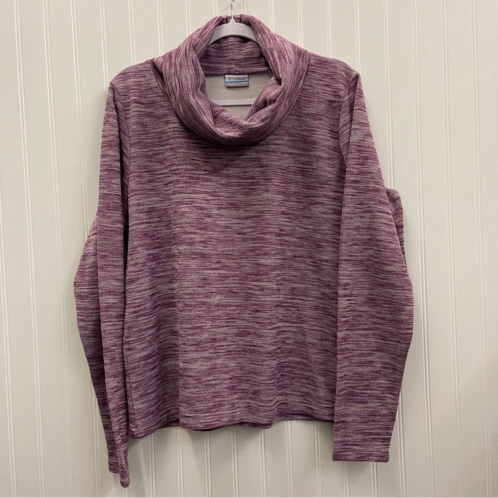 Columbia Heathered Purple Cowl Neck Pullover Sweater Sz XL